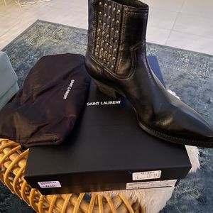 Saint Laurent Lukas Camperos Studded Leather Boot